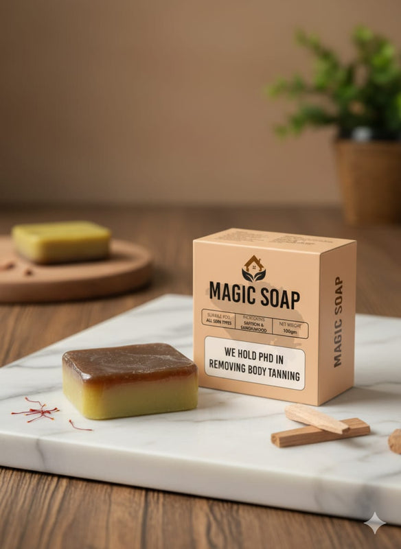 Magic Soap (Pack of 2) – Sandalwood & Saffron De-Tan Bath Soap for Glowing & Radiant Skin